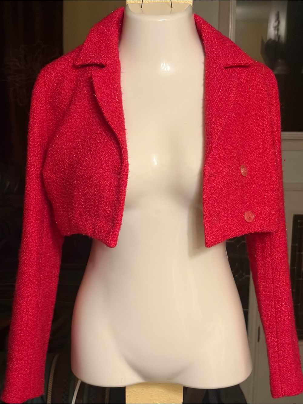 Forever 21 Vibrant Red Cropped Blazer-More Strawberry pink